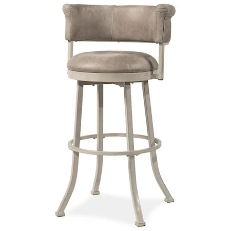 Metal Swivel Bar Stool with Faux Leather Upholstery